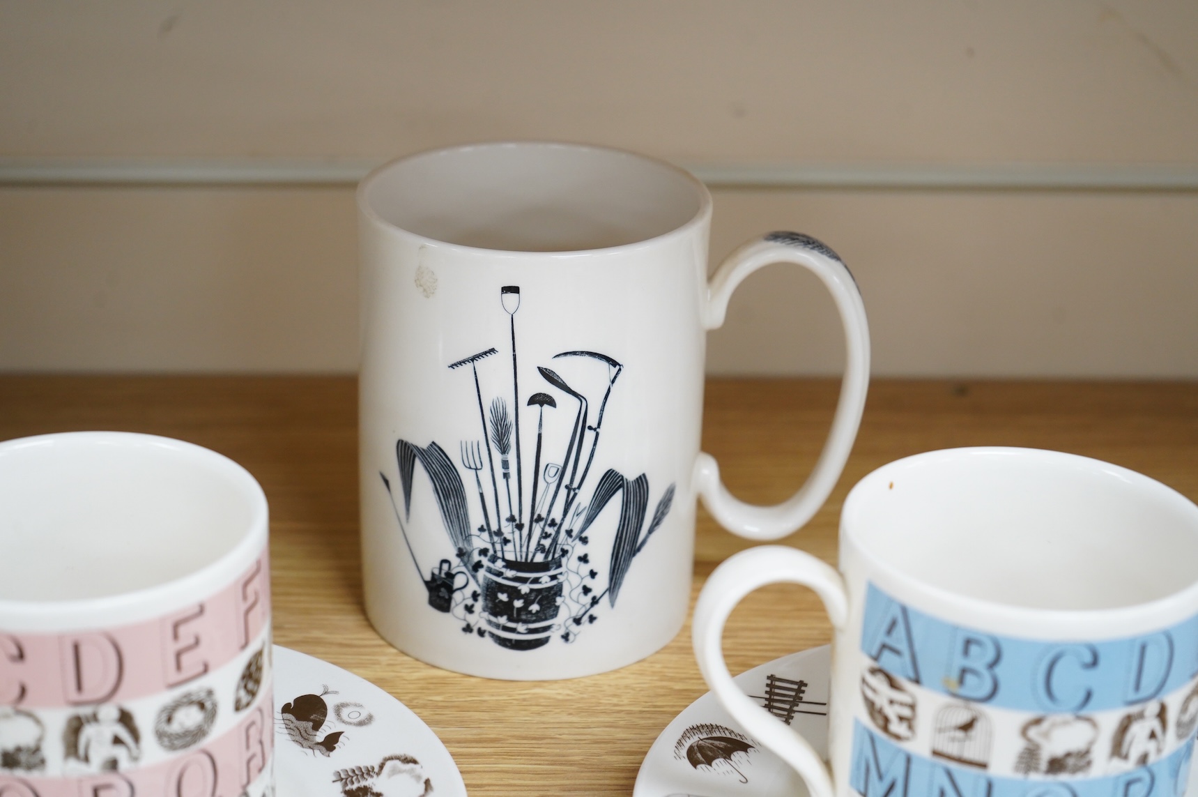 Eric Ravilious for Wedgwood - alphabet mug and plate reissues and a garden implements mug